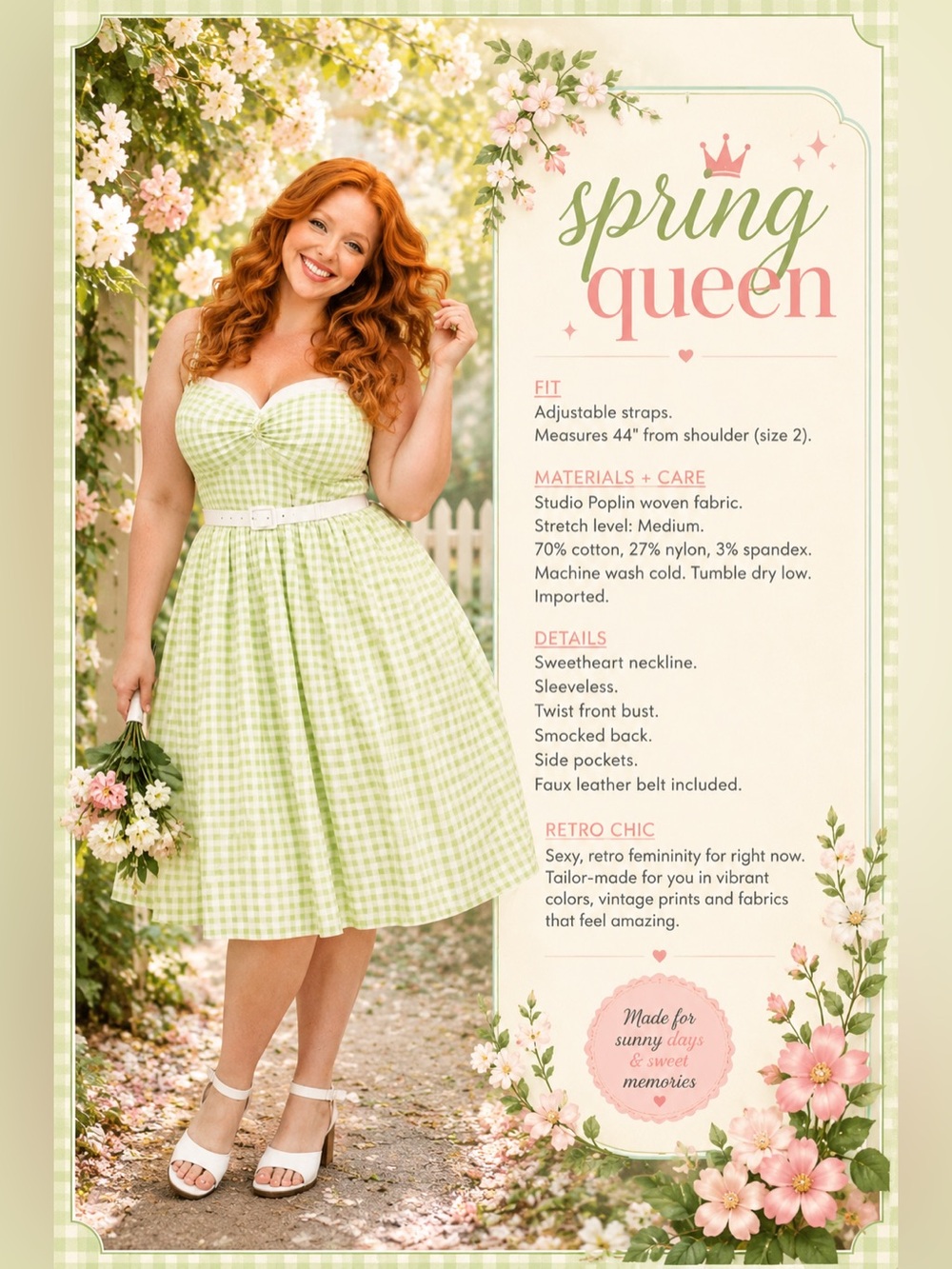 Torrid Retro Chic Green & White Gingham Twist-Front Swing Dress, 3X, NWT! - Picture 12 of 16